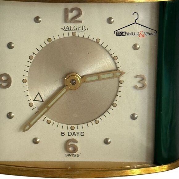 Vtg Jaeger LeCoultre 8 Day Alarm Swiss Travel Desk Clock - Picture 3 of 15